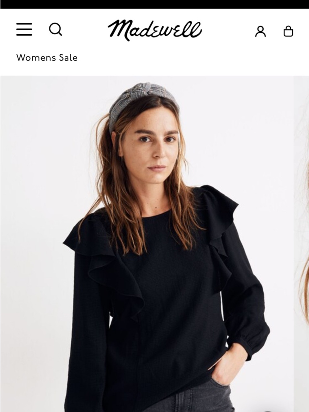 Madewell Black Ruffle-Shoulder Blouse